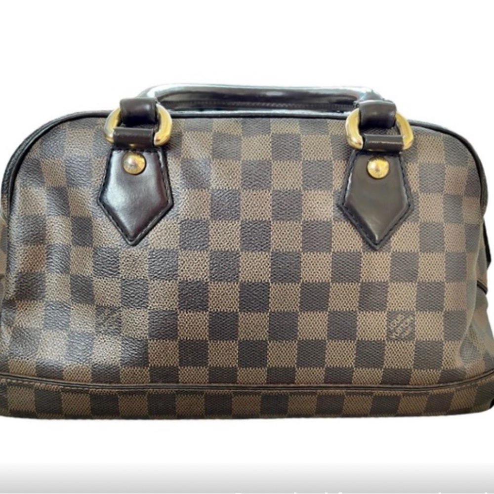 AUTHENTIC Louis Vuitton Duomo Handbag Damier Ebene Canvas Leather
